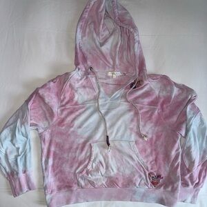 Love Shack Fancy Pink Tie-Dye Women's Terry cropped hoodie.
